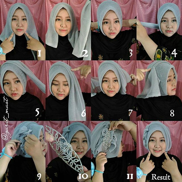 16 Tutorial Hijab Segi Empat Pesta Sederhana Modern Elegan