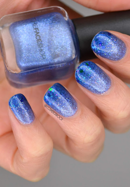 Blue Glitter Gradient Nail Art