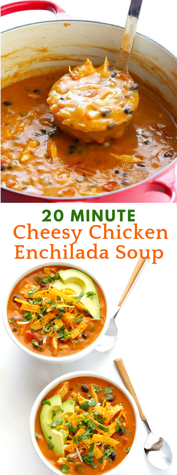 20-MINUTE CHEESY CHICKEN ENCHILADA SOUP #Dinner #Soup