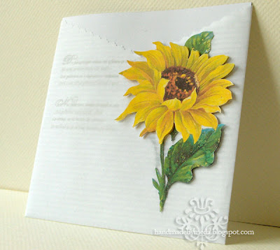 I repeated the sunflower motif from the invitation 