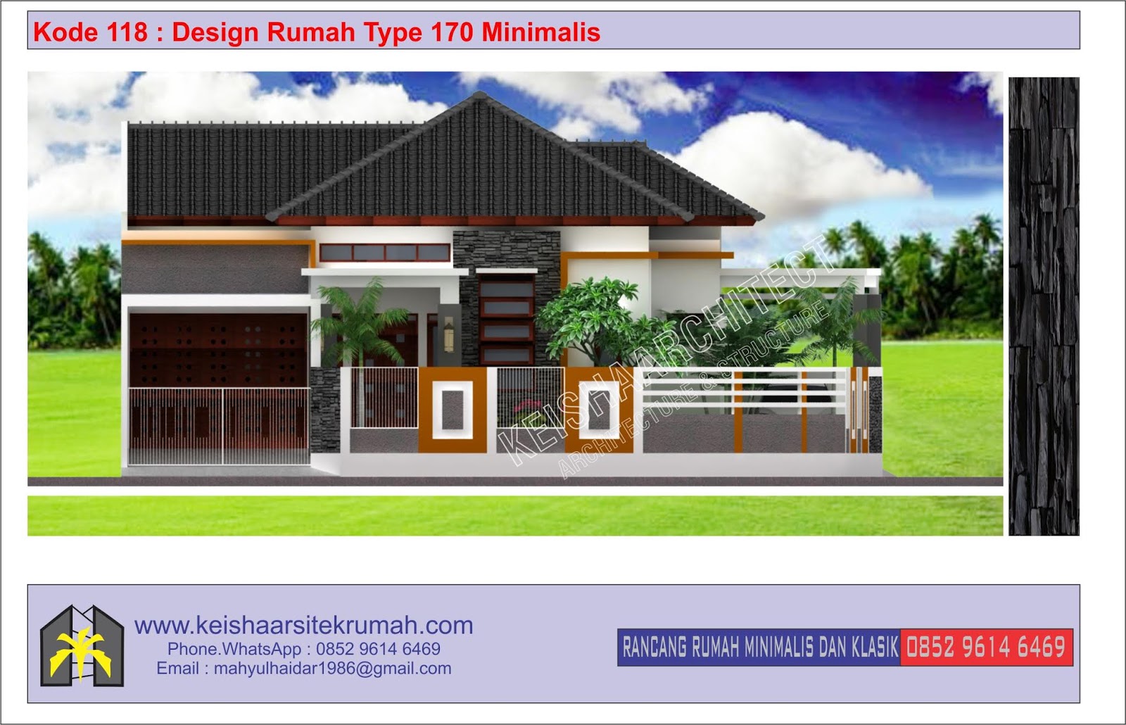 KODE 118 DESIGN RUMAH TYPE 170 LOKASI GAROT KETAPANG ACEH BESAR DESAIN RUMAH MINIMALIS KLASIK DAN RAB TAHUN 2021 WWWKEISHAARSITEKRUMAHCOM