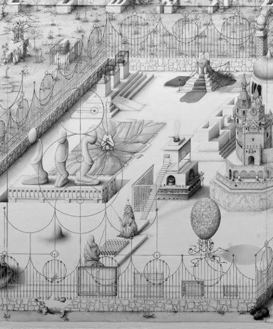 Paul Noble  Ye Olde Ruin (detail), 2003-2004 pencil on paper