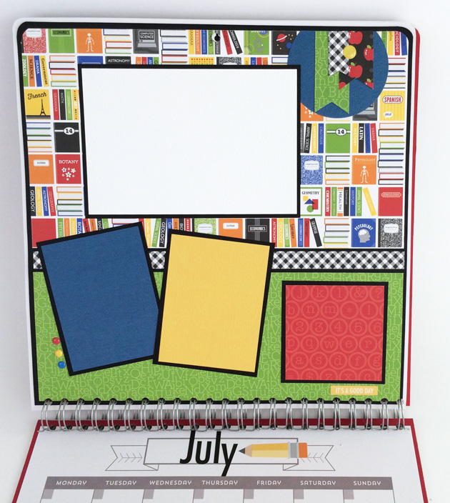 School Handmade Scrapbook Calendar with books