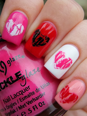 Heart design, nail art design, just try it, you will find it easy!