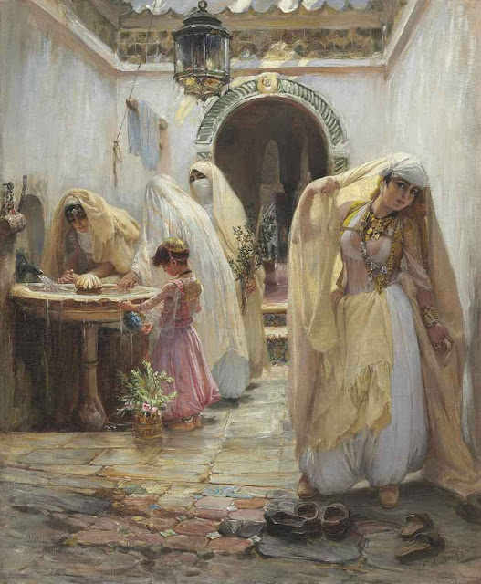 Women at the Fountain - Frederick Arthur Bridgman (American, 1847-1928) - Oil on canvas