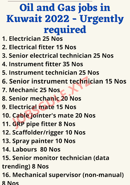 Oil and Gas jobs in Kuwait 2022 - Urgently required