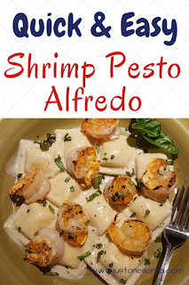 Grilled Shrimp Pesto Alfredo with Cheese Ravioli