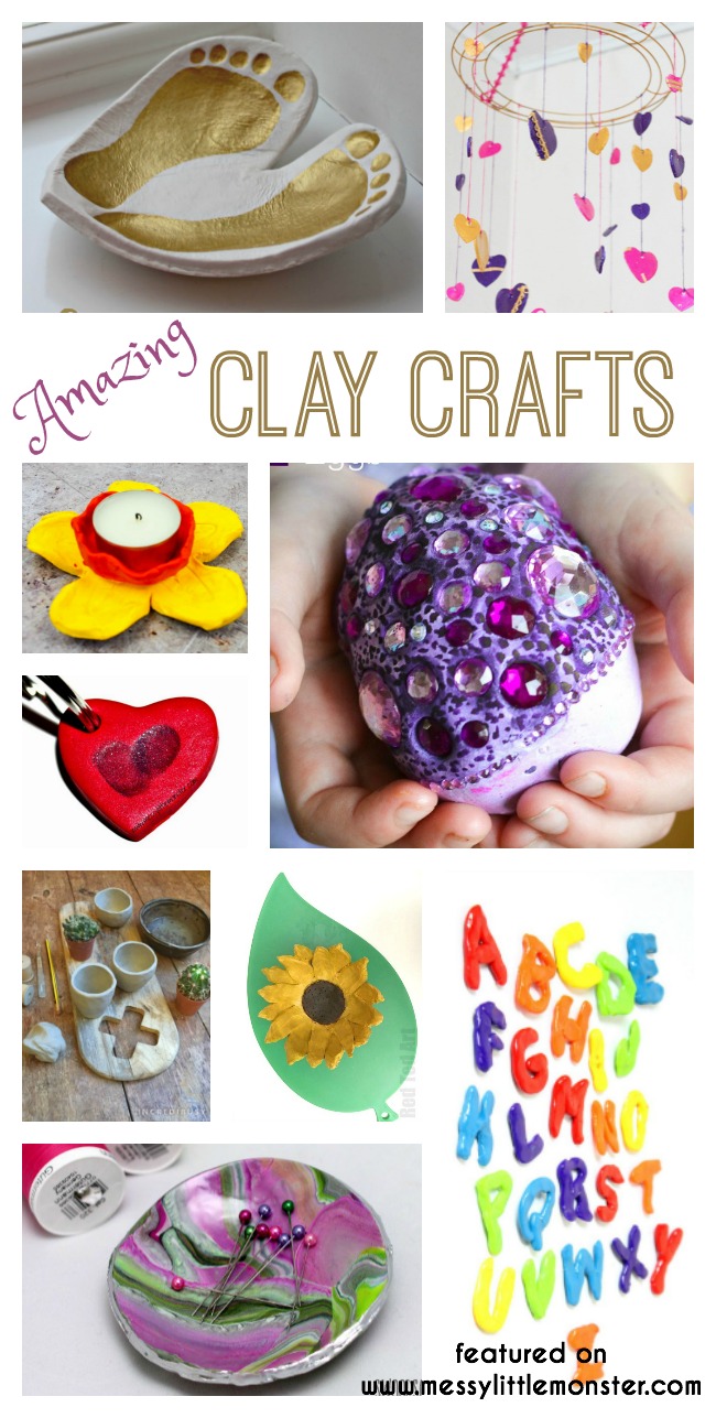 Clay craft ideas for kids. DIY clay crafts using air drying clay or polymer clay that make stunning homemade gifts. Something for all ages from preschoolers to school aged children to teenagers.