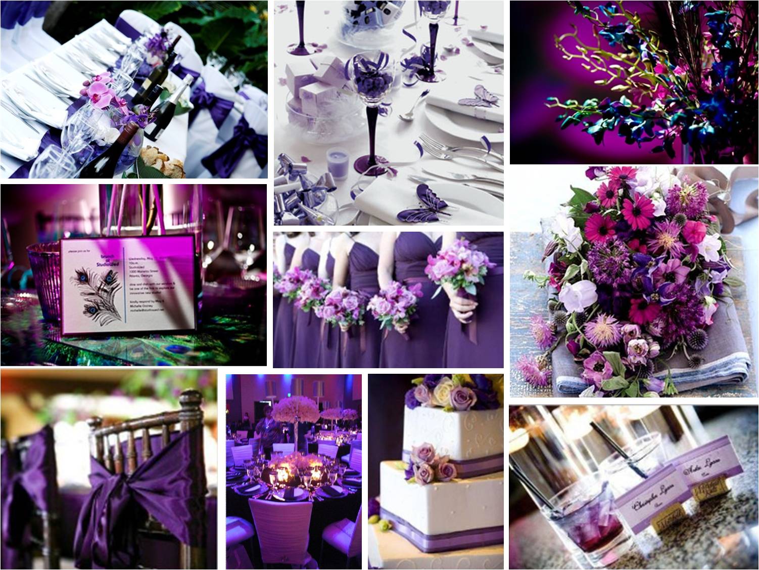 purple and champagne wedding decorations