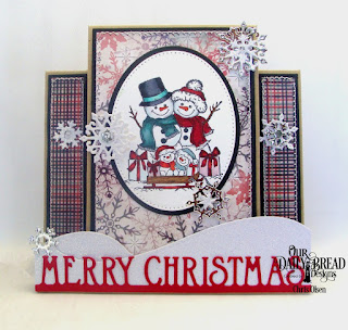 Our Daily Bread designs, snowman family, ovals, snow crystals, pierced ovals, curvy slopes, merry christmas border, center step, designed by Chris Olsen