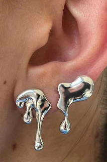 Asymmetric Metal Water Drop Earrings