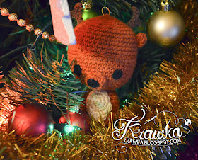 Krawka: Reindeer Christmas tree ornament crochet free pattern