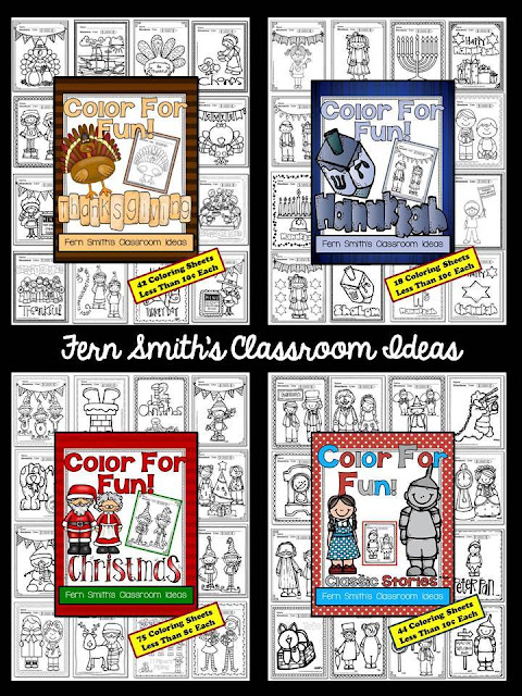  Fern Smith's Classroom Ideas Color for Fun, First Semester Bundle for Fall Fun! Color For Fun Printable Coloring Pages