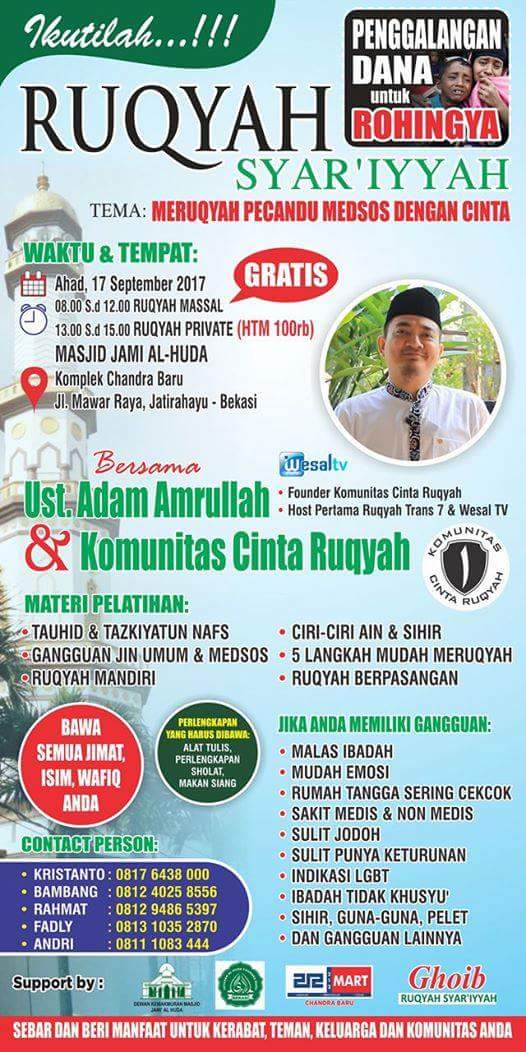 Ruqyah Syar'iyyah & Penggalangan Dana Rohingya di Bekasi