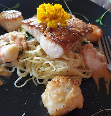 Pan Seared Sea Bass Medley with Pasta