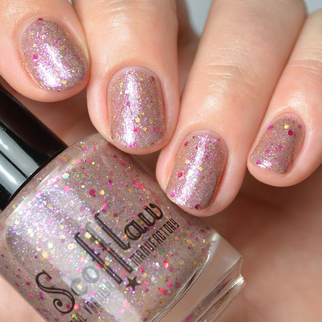 mauve jelly with holographic glitter
