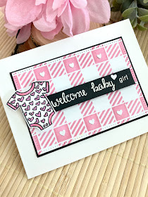 Coordinating Baby Gift Projects by August Guest Designer Angie Cimbalo | Loveable Laundry Stamp Set, Happy Little Thoughts Stamp Set, and Gingham Stencil by Newton's Nook Designs #newtonsnook #handmade