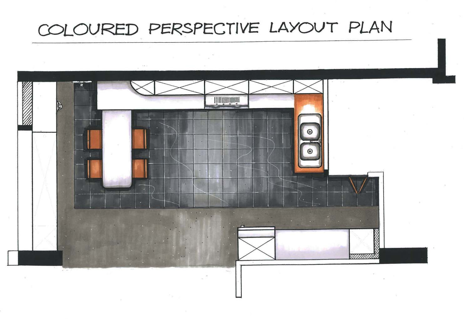 Sealed Man: My First Interior Design - Coloured Perspective Layout ...