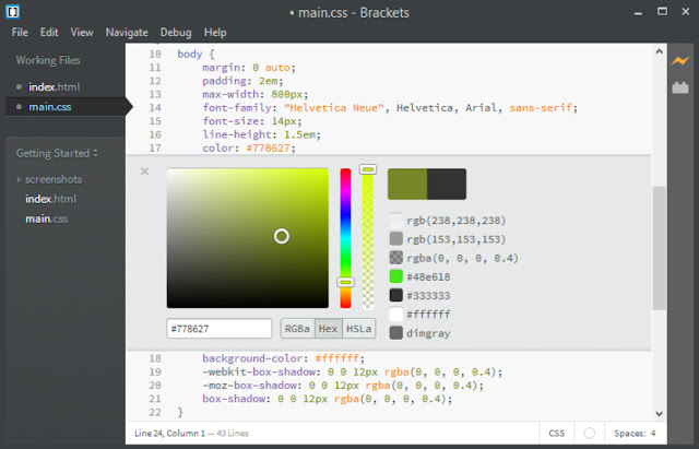 best open source code editor Adobe Brackets 1.5 for WIN-LINUX-MAC
