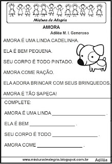 Pequenos textos para alfabetização 1º ano.