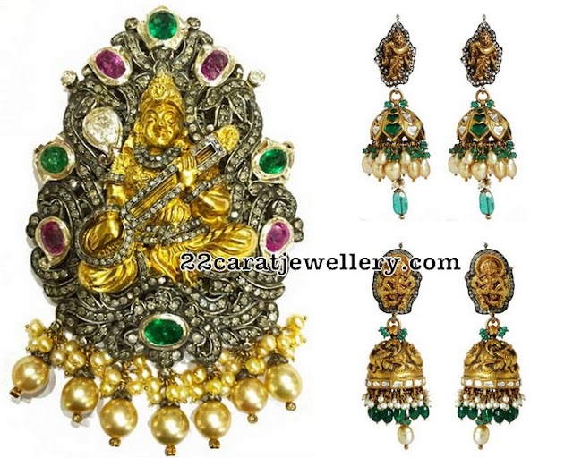 Exclusive Black Finish Lakshmi and Jhumkas