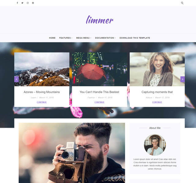 limmer awesome personal blogging and photography theme for blogger