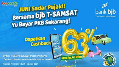 Gunakan Kesempatan ini! Bayar Pajak Kendaraan Bermotor via bank bjb Dapat Cashback 63 Persen