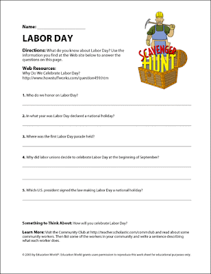  Labor day worksheet help us remember that Labor Day is a tribute to those toiling workers who have made our country a great industrial hub.