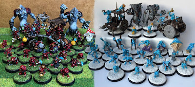 Converted Red and Blue New and Old Blood Bowl Snotling Teams Finished