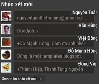 widget bình luận mới nhất cho blogspot