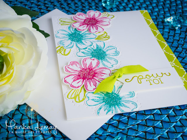 carte avec le jeu d'étampes Flower shot Stampin' up!