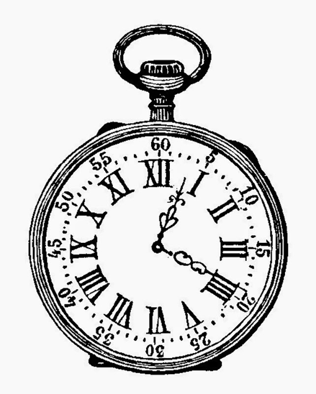 Download ArtzeeCCC: Pocket Watch Black and White Ink Drawing vintage