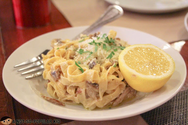 Lemon mushroom pasta of Gino's Brick Oven Pizza