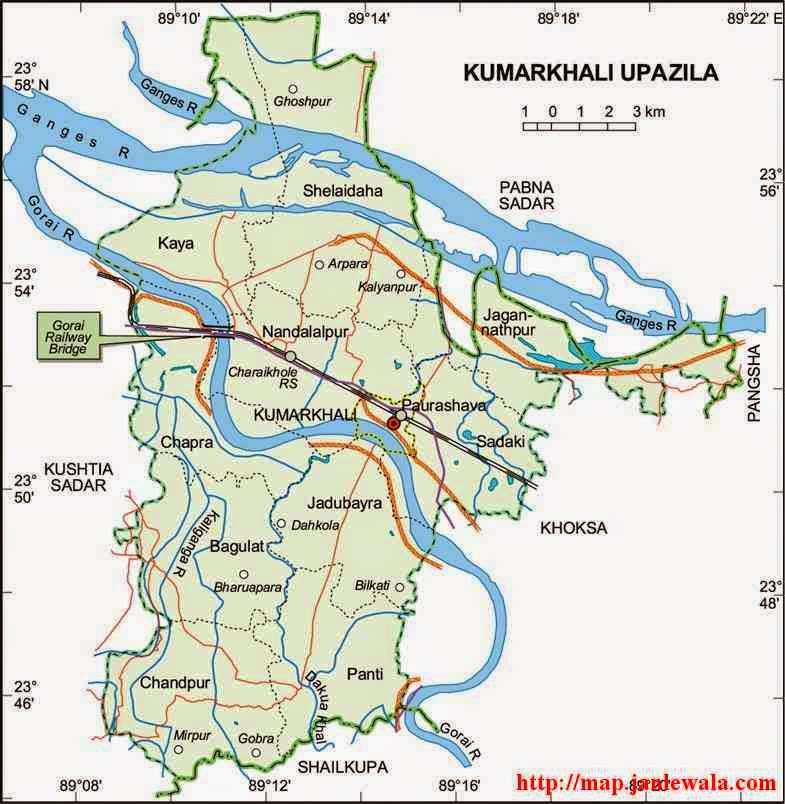kumarkhali upazila map of bangladesh