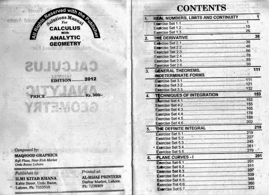 Calculus With Analytic Geometry SM Yusuf Solution Manual ~ Pdf Download