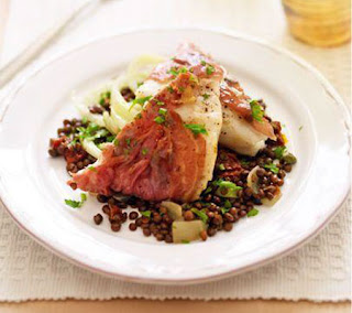 pollack with puy lentils and fennel