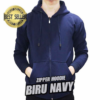 hoodie ZIPPER polos BIRU NAVY