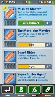 Awards in subway surfers