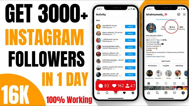 Free Instagram Followers | Real Active Instagram Followers Get 3000+ Followers In 1 Day 100% Working