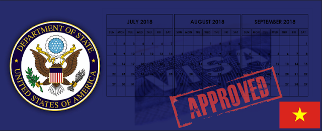 U.S. Department of State Vietnam Visa Approvals for July, August, and September 2018