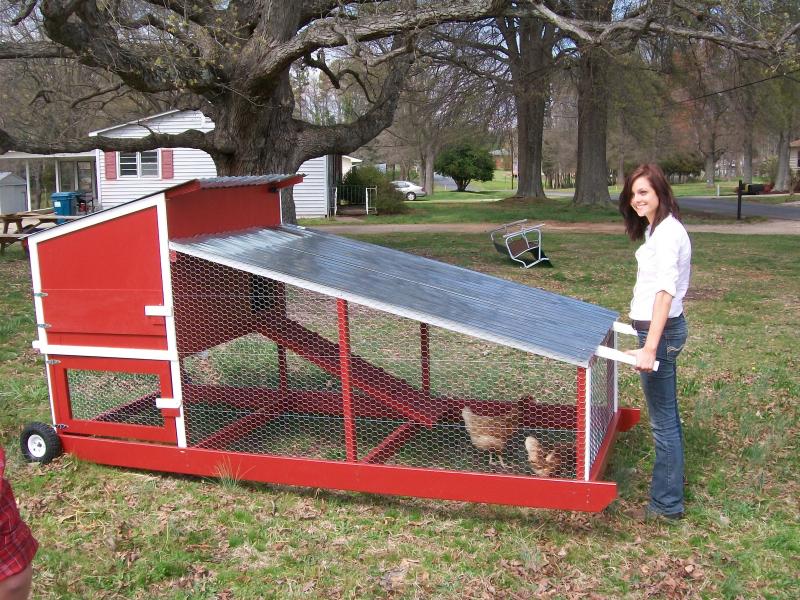 This is a cool mobile chicken coop from Rooster Hen Farms