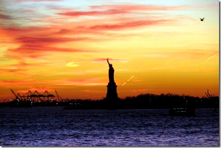 Staten Island Ferry, NYC skyline, and Statue of Liberty with the Godbys