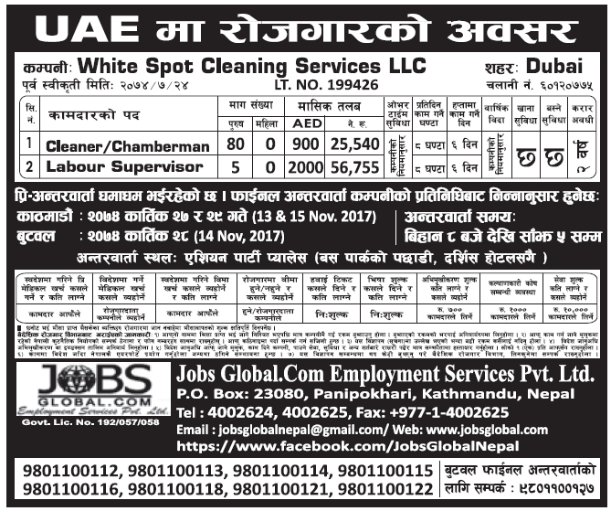 Jobs in UAE for Nepali, Salary Rs 56,755