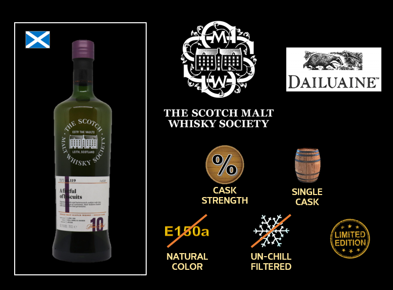 Review #858 : Scotch Malt Whisky Society – 41.119 – Dailuaine 2008 – “A fistful of Biscuits”