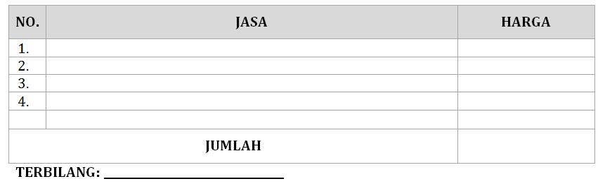 Contoh Cara Membuat Surat Tagihan (Invoice) Pembayaran Biaya Jasa dan