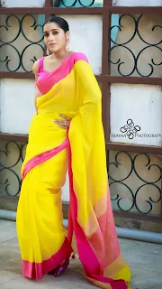 Actress Rashmi Gautam look elegant in Yellow Saree