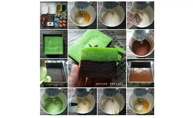 resep brownies kukus lapis coklat pandan yang harum dan unik