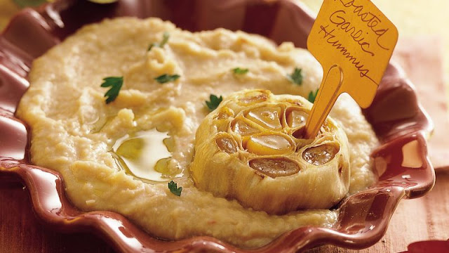 Roasted-Garlic White Bean Hummus in a Serving Dish