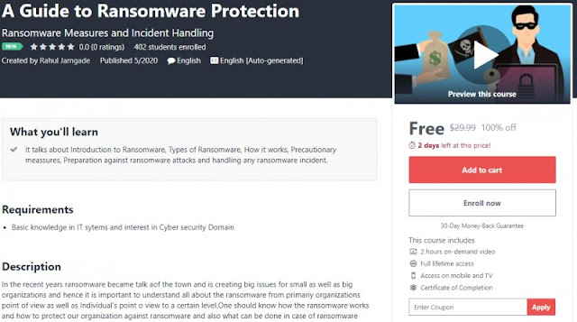 [100% Off] A Guide to Ransomware Protection| Worth 29,99$