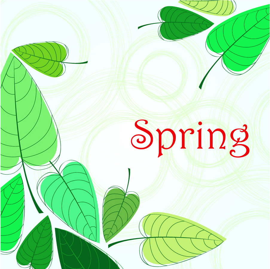 Free Vector がらくた素材庫 春の青葉の背景 Green Leaves Spring Background イラスト素材